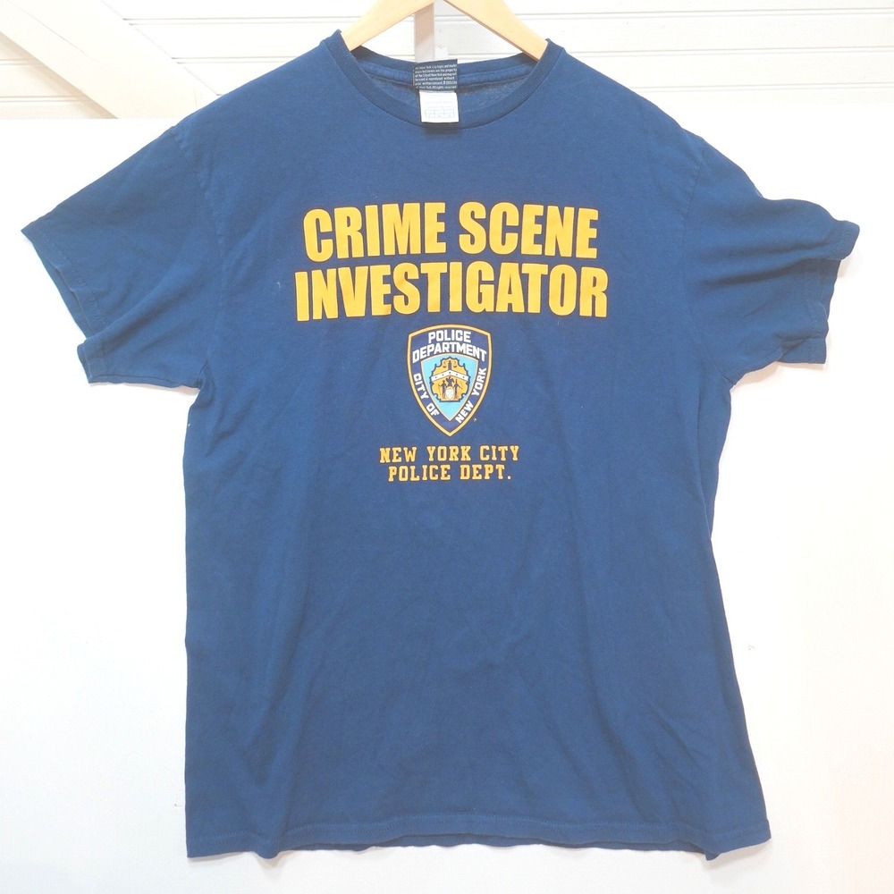 Crime Scene Investigator T-Shirt Men's Large NYPD Official Police 2013 Blue Tee
